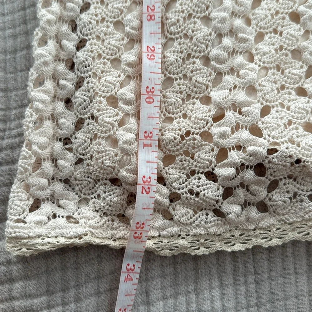 Free People Cream Crochet Backless Long-Sleeve Mini Dress - Picture 5 of 5